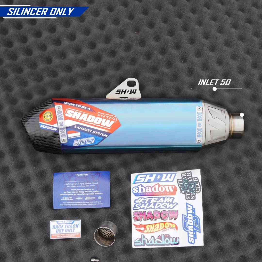 KNALPOT POSEIDON BLUE ALA TITANIUM KLX150 CRF150 WR155 SHADOW EXHAUST SYSTEM