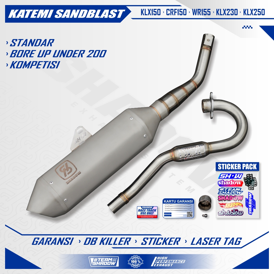 KNALPOT KATEMI SANDBLAST KLX150 CRF150 WR155 SHADOW EXHAUST SYSTEM
