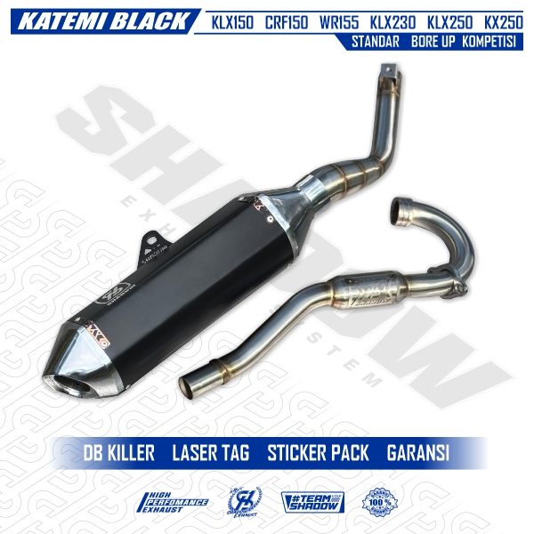 KNALPOT KATEMI BLACK KLX150 CRF150 WR155 SHADOW EXHAUST SYSTEM