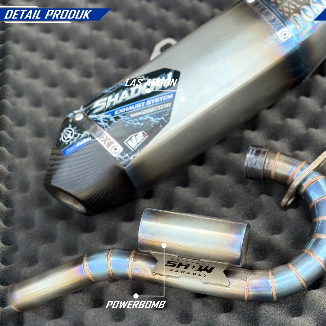 KNALPOT POSEIDON V2 titanium look KLX150 CRF150 WR155 SHADOW EXHAUST SYSTEM